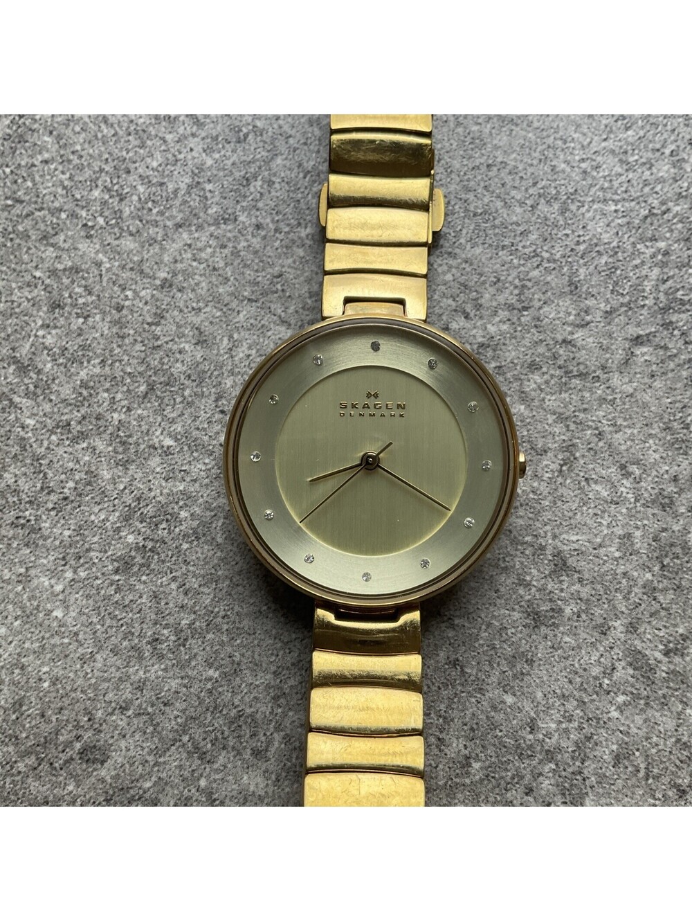 Skagen Womens Watch 32mm Gold Tone Case, Band And Dial Crystal Hour Markers B-I